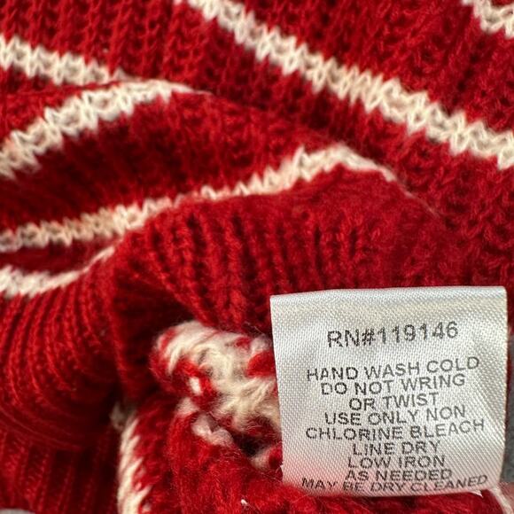 Jodifl Striped Oversize Knit Sweater Women's Large Red/White Crew Neck New - Picture 8 of 10